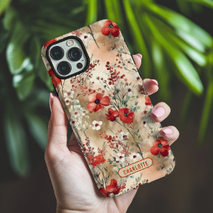 Elegant Watercolor Floral Pattern Personalized iPhone 16 Pro Max Case