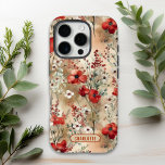 Elegant Watercolor Floral Pattern Personalized iPhone 16 Pro Case<br><div class="desc">Elegant Watercolor Floral Pattern Personalized Name iPhone 16 Pro Case features an elegant watercolor floral pattern in red,  green,  white and beige with with your name below in modern script typography. Perfect as a gift for Mother's Day,  birthday,  Christmas and more. Designed by ©2024 Evco Studio www.zazzle.com/store/evcostudio</div>