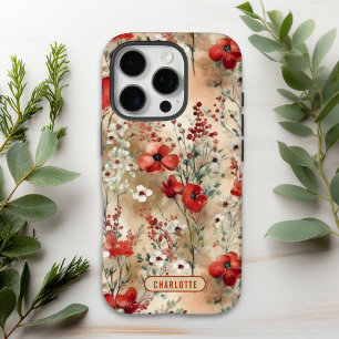 Elegant Watercolor Floral Pattern Personalized iPhone 16 Pro Case