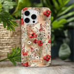 Elegant Watercolor Floral Pattern Personalized iPhone 15 Pro Max Case<br><div class="desc">Elegant Watercolor Floral Pattern Personalized Name iPhone Case features an elegant watercolor floral pattern in red,  green,  white and beige with with your name below in modern script typography. Perfect as a gift for Mother's Day,  birthday,  Christmas and more. Designed by ©2024 Evco Studio www.zazzle.com/store/evcostudio</div>