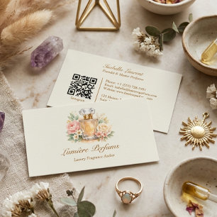 Elegant Watercolor Floral Perfume Bottle Fragrance Business Card