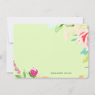 Elegant Watercolor Floral Personalized Lime Green Card
