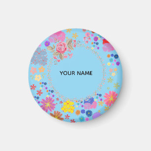 Elegant Watercolor Floral Personalized Name Magnet