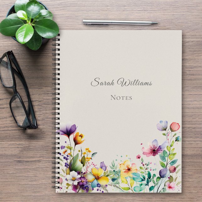 Elegant Watercolor Floral Personalized Notebook (Creator Uploaded)