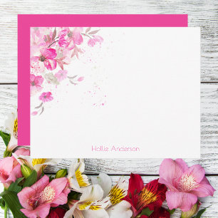 Elegant Watercolor Floral Personalized Stationary Card