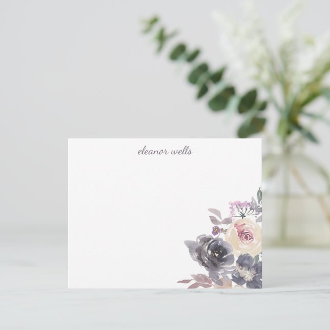 Elegant Watercolor Floral Personalized Stationery  Card (Standing Front)