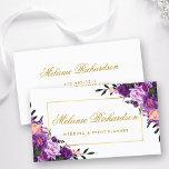 Elegant Watercolor Floral Purple Ultra Violet Gold Business Card<br><div class="desc">Elegant Purple Ultra Violet Gold Watercolor Floral Framed Business Card</div>