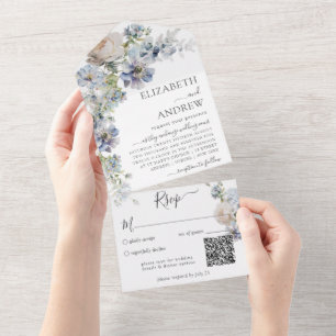 Elegant Watercolor Floral Qr Code All In One Invitation