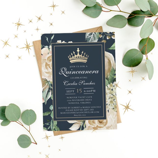 Elegant Watercolor Floral Quinceanera Invitation (Creator Uploaded)
