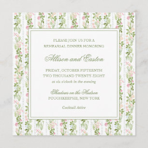 Elegant Watercolor Floral Rehearsal Dinner Invite