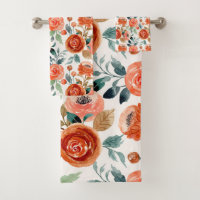Elegant Watercolor Floral Rustic Coral Pattern