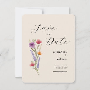 Elegant Watercolor Floral Save The Date Invitation