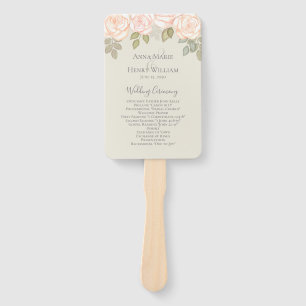 Elegant Watercolor Floral Simple Greenery Peach Hand Fan