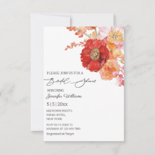 elegant watercolor floral summer bridal shower  invitation