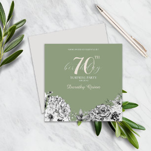 Elegant Watercolor Floral Surprise Birthday Party Invitation