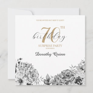 Elegant Watercolor Floral Surprise Birthday Party Invitation