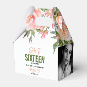 Elegant Watercolor Floral Sweet Sixteen Favor Box