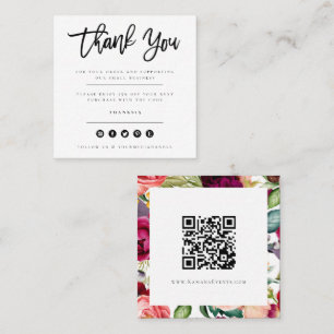 Elegant Watercolor Floral Thank You Square Business Card
