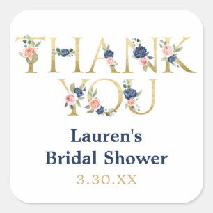 Elegant Watercolor Floral Thank You Sticker
