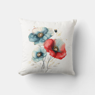 Elegant Watercolor Floral Throw Pillow 