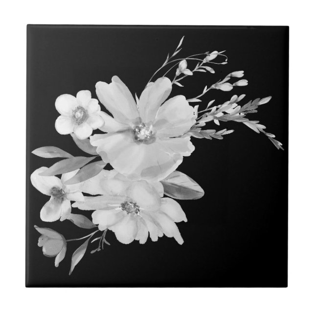 Elegant Watercolor Floral Tile (Front)