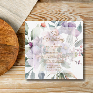 Elegant Watercolor floral transparent  Wedding  Invitation