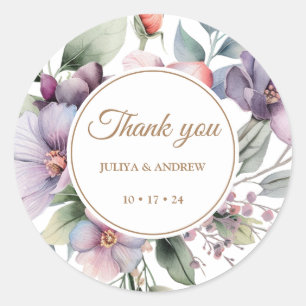 Elegant Watercolor floral wedding  Classic Round Sticker
