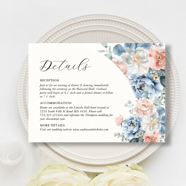 Elegant Watercolor Floral Wedding Details Enclosure Card (Creator Uploaded)