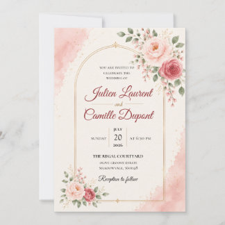 Elegant Watercolor Floral Wedding Invitation