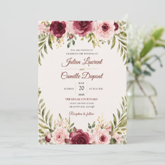Elegant Watercolor Floral Wedding Invitation