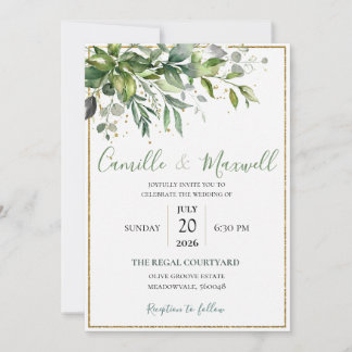 Elegant Watercolor Floral Wedding Invitation