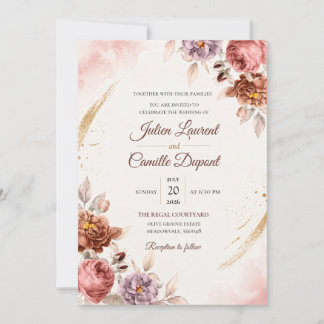 Elegant Watercolor Floral Wedding Invitation