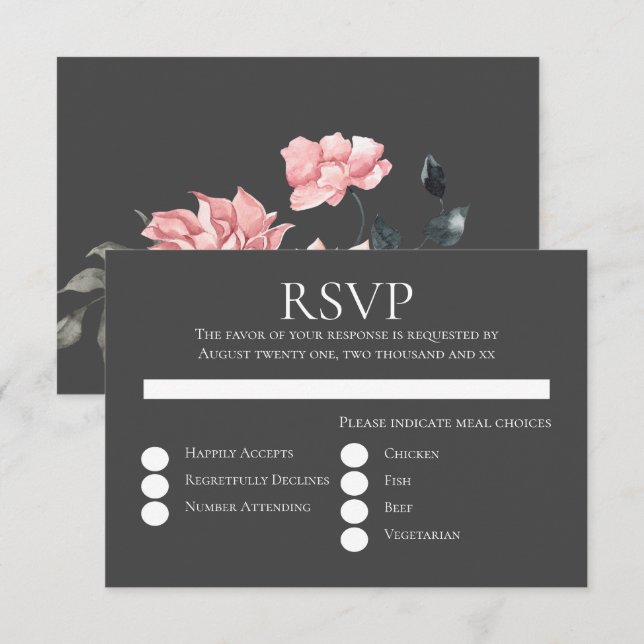 Elegant Watercolor Floral Wedding Invitation (Front/Back)