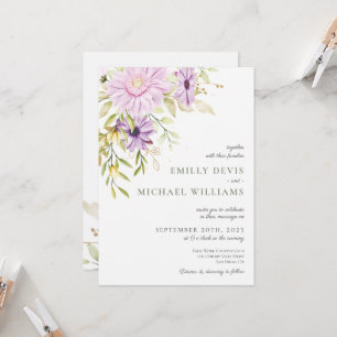 Elegant Watercolor Floral Wedding Invitation