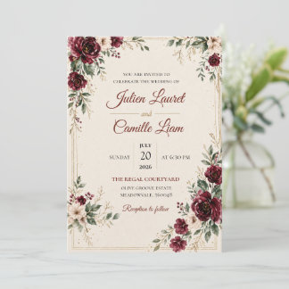 Elegant Watercolor Floral Wedding Invitation