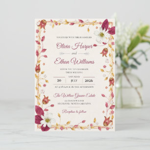 Elegant Watercolor Floral Wedding Invitation