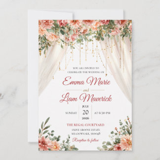Elegant Watercolor Floral Wedding Invitation