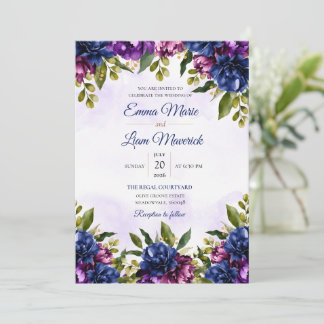 Elegant Watercolor Floral Wedding Invitation