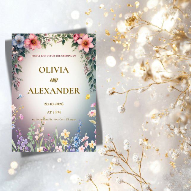 Elegant Watercolor Floral Wedding Invitation (Creator Uploaded)