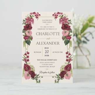 Elegant Watercolor Floral Wedding Invitation
