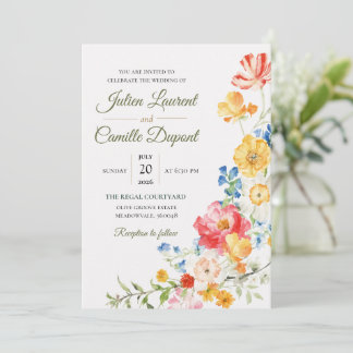 Elegant Watercolor Floral Wedding Invitation