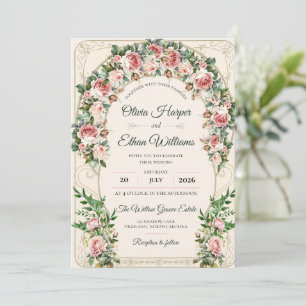 Elegant Watercolor Floral Wedding Invitation