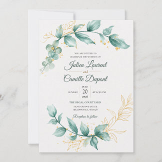 Elegant Watercolor Floral Wedding Invitation