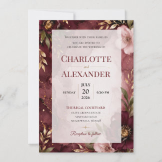 Elegant Watercolor Floral Wedding Invitation