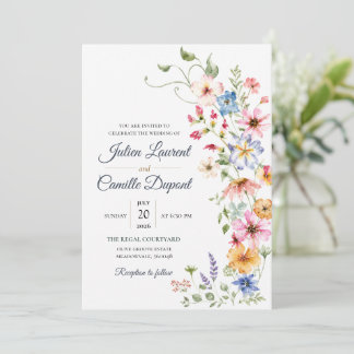 Elegant Watercolor Floral Wedding Invitation