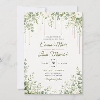 Elegant Watercolor Floral Wedding Invitation