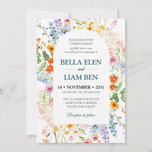 Elegant Watercolor Floral Wedding Invitation Templ