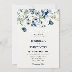 Elegant Watercolor Floral Wedding Invitation Templ