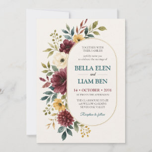 Elegant Watercolor Floral Wedding Invitation Templ