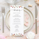 Elegant Watercolor Floral Wedding Menu<br><div class="desc">Elegant Watercolor Floral Wedding Menu! Display this spring wildflower themed menu on the baby shower tables.
Little Wildflower Spring Girl Baby Shower menu cards</div>